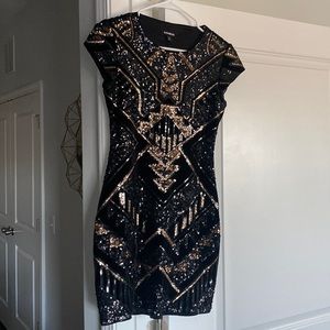 Black and gold sequin/velvet dress